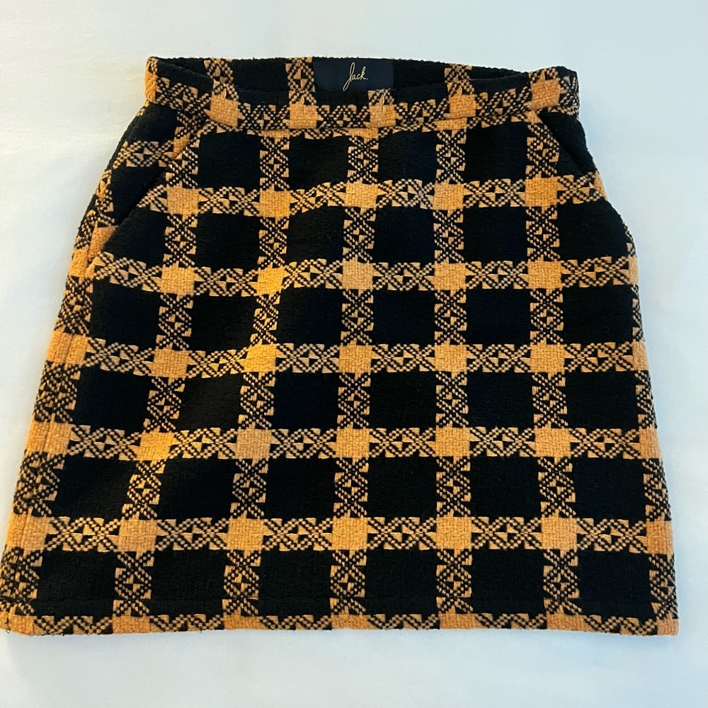 Wool blend checkered mini skirt